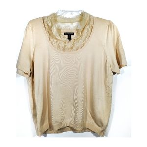 INC cream short sleeved sweater with lace 3x